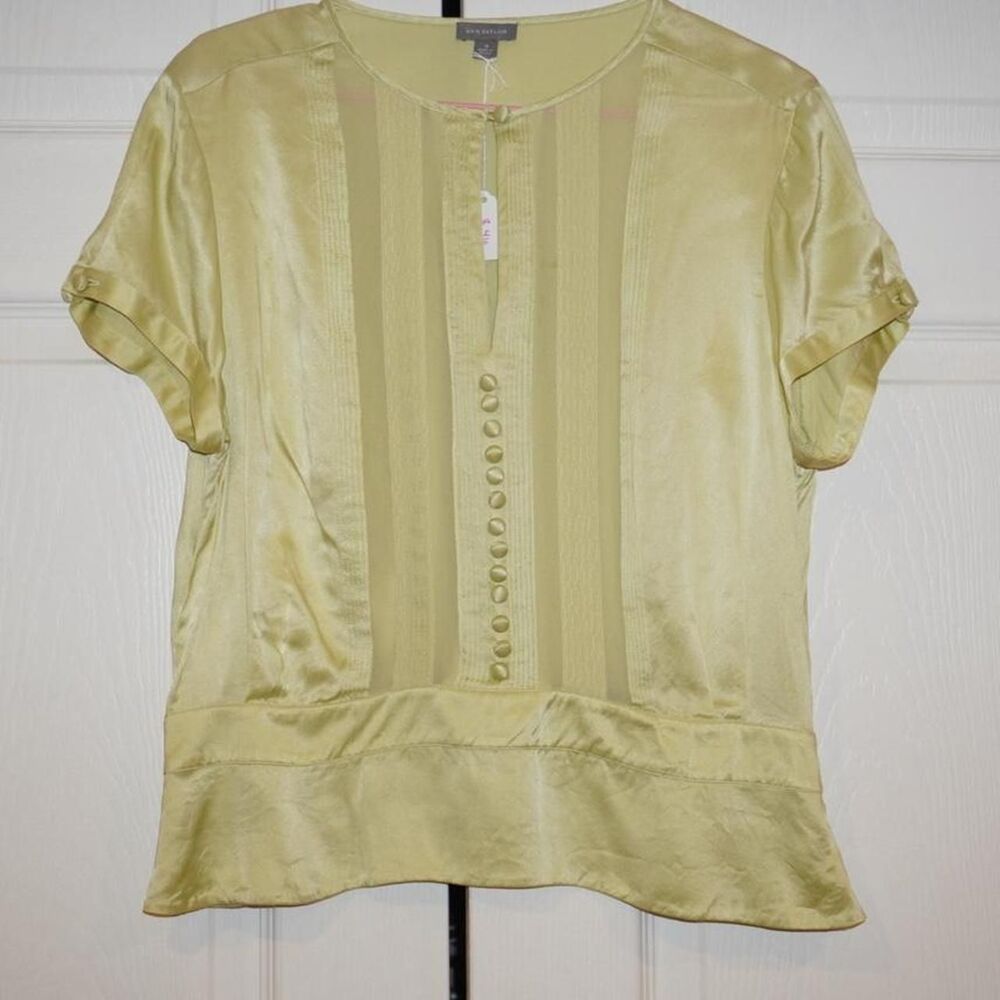 Ann-taylor Women's Green and Yellow Blouse